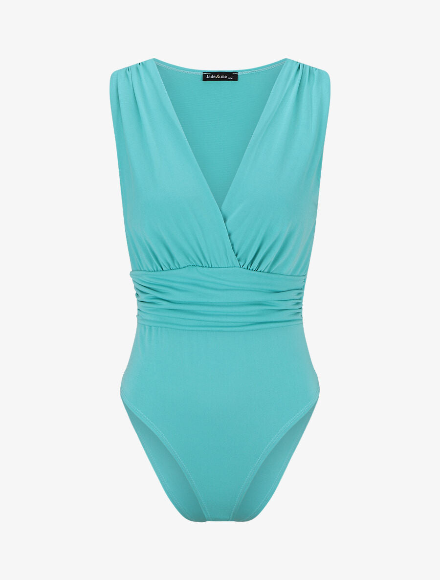 Body sans manches effet drapé - Turquoise - 1