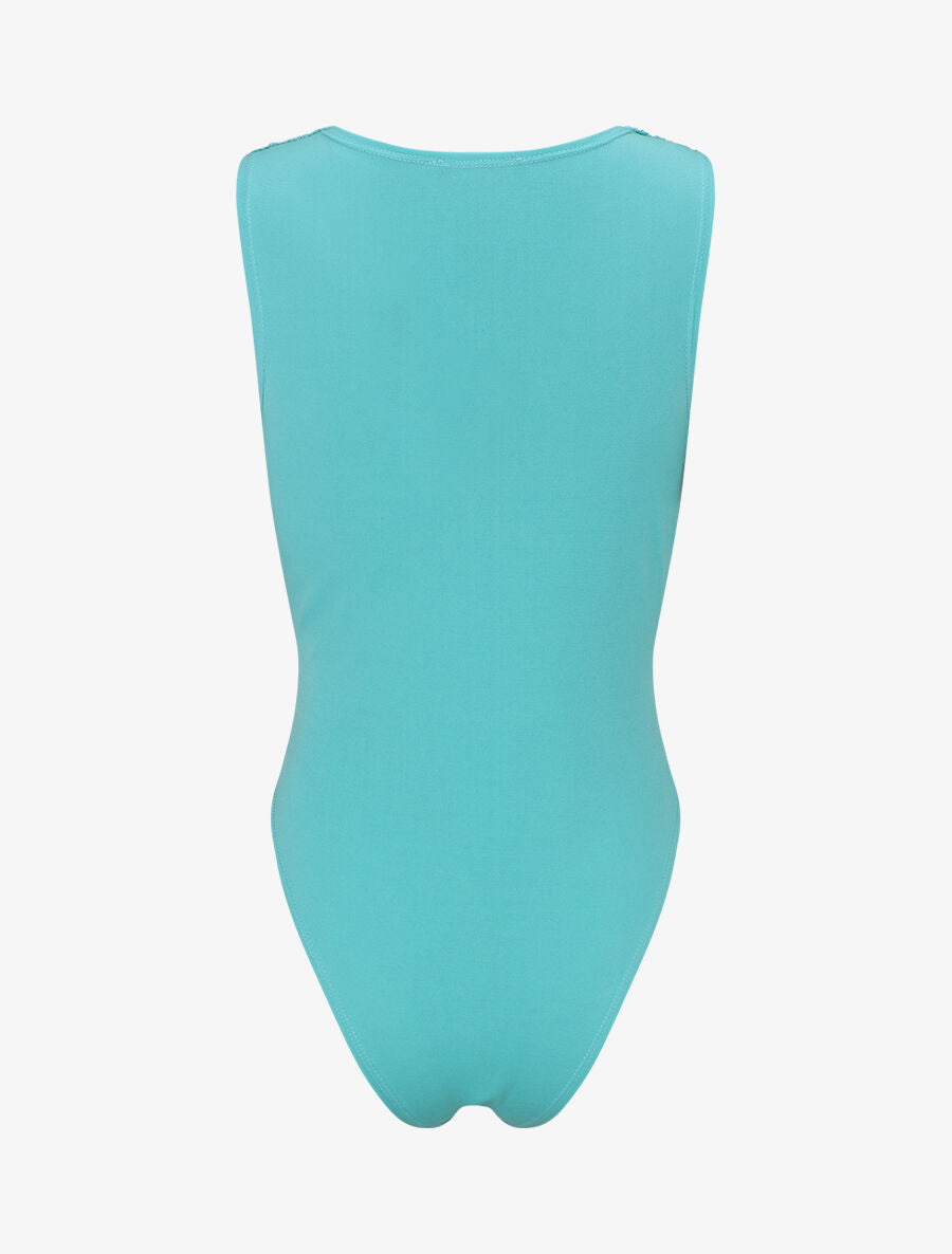 Body sans manches effet drapé - Turquoise - 2
