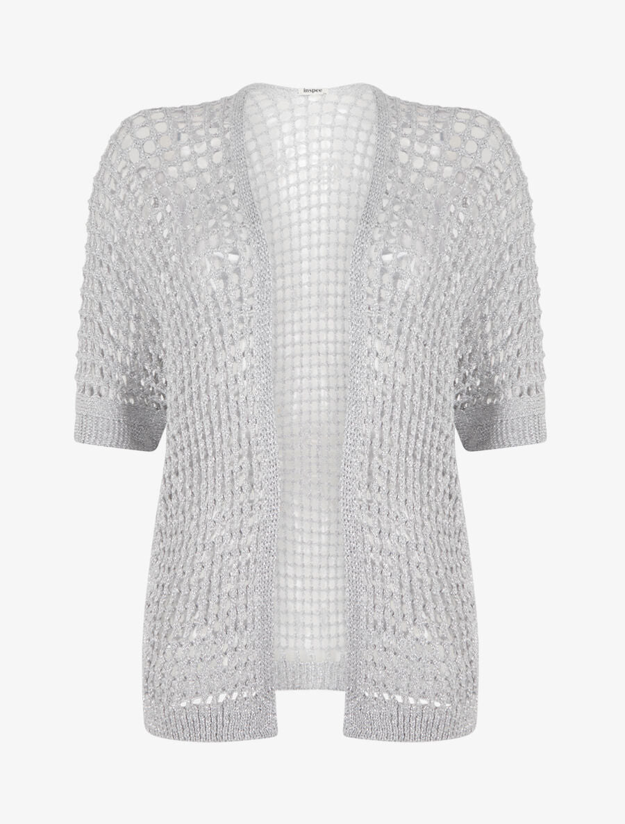 Gilet brillant en maille ajourée - Argent - 4