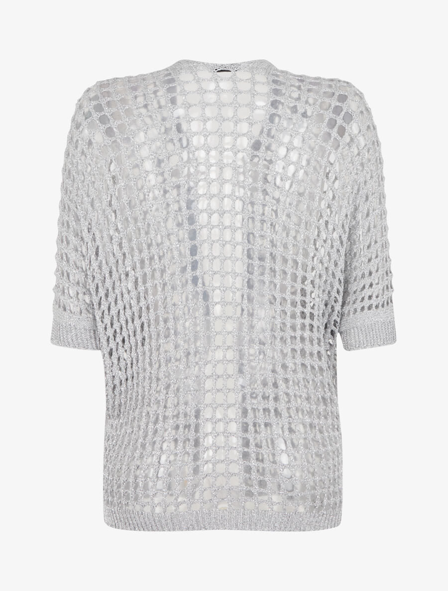 Gilet brillant en maille ajourée - Argent - 2