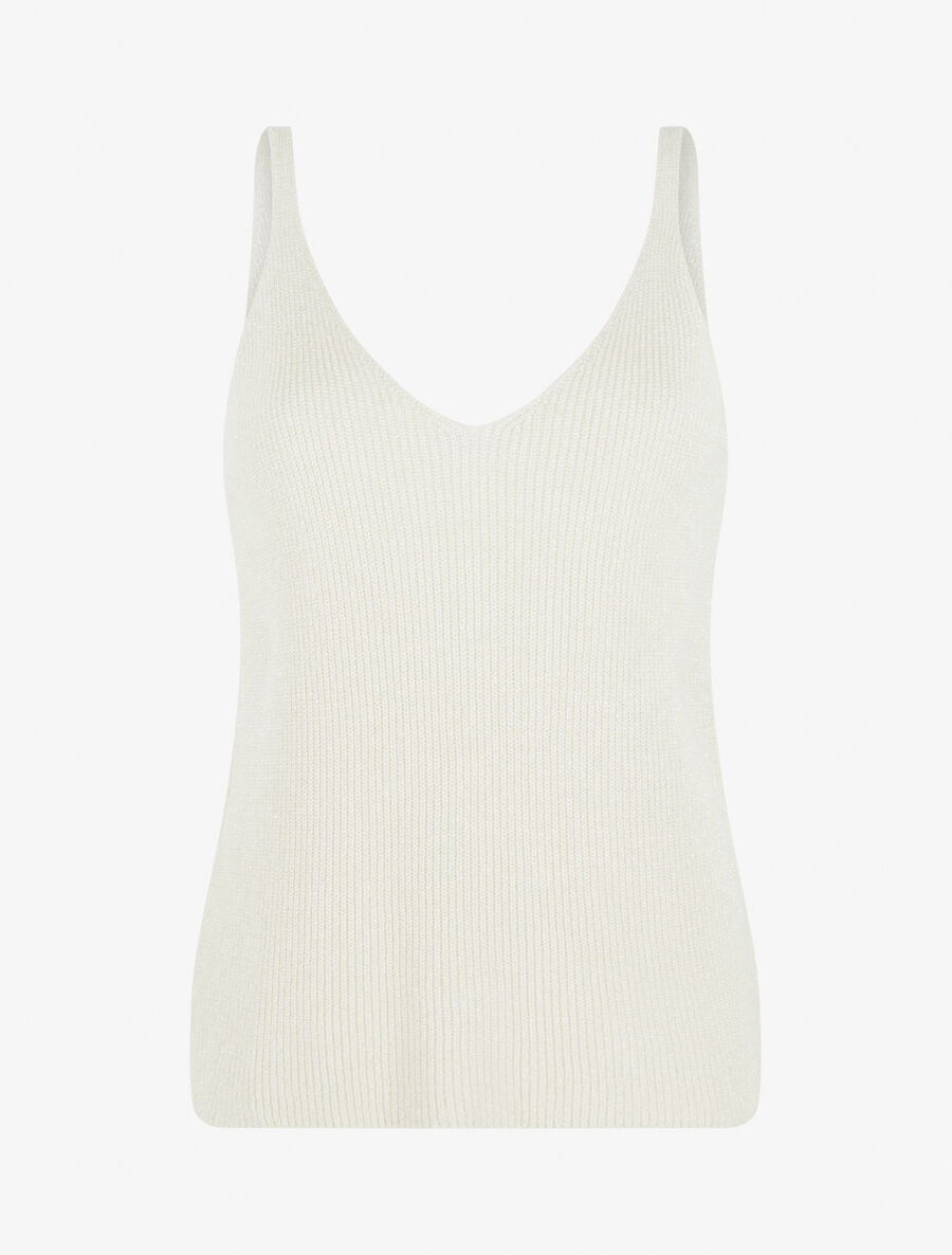 Débardeur en maille pailletée - Beige - 1