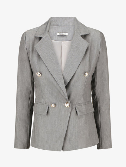 Blazer uni boutonné - Gris - 1