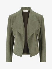 Veste en suédine à pans asymétriques - Kaki - 4