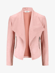 Veste en suédine à pans asymétriques - Rose - 1