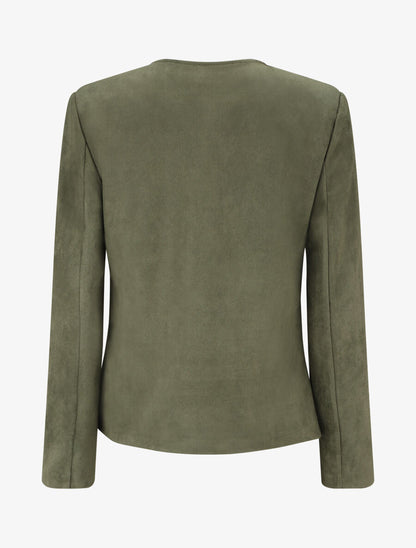 Veste en suédine boutonnée - Kaki - 2