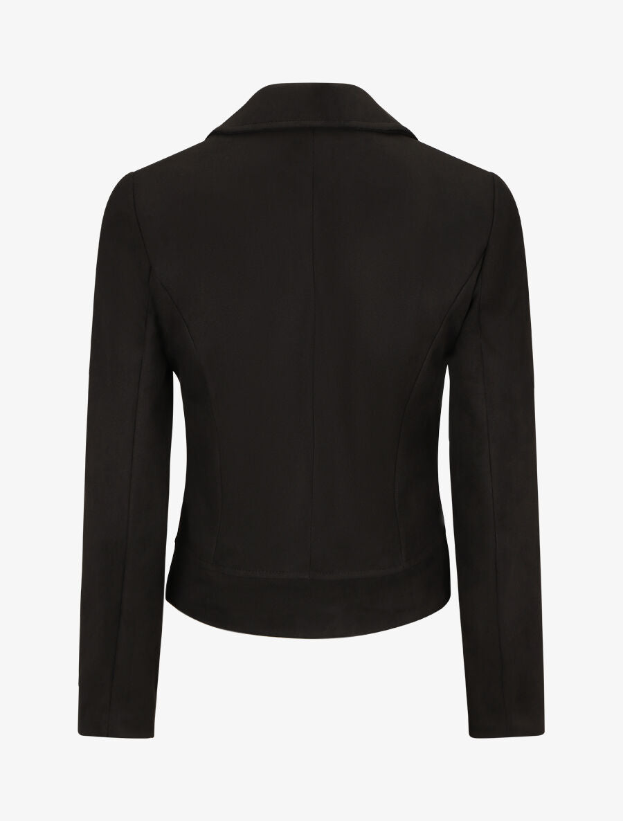 Veste en suédine à zips décoratifs - Noir - 2