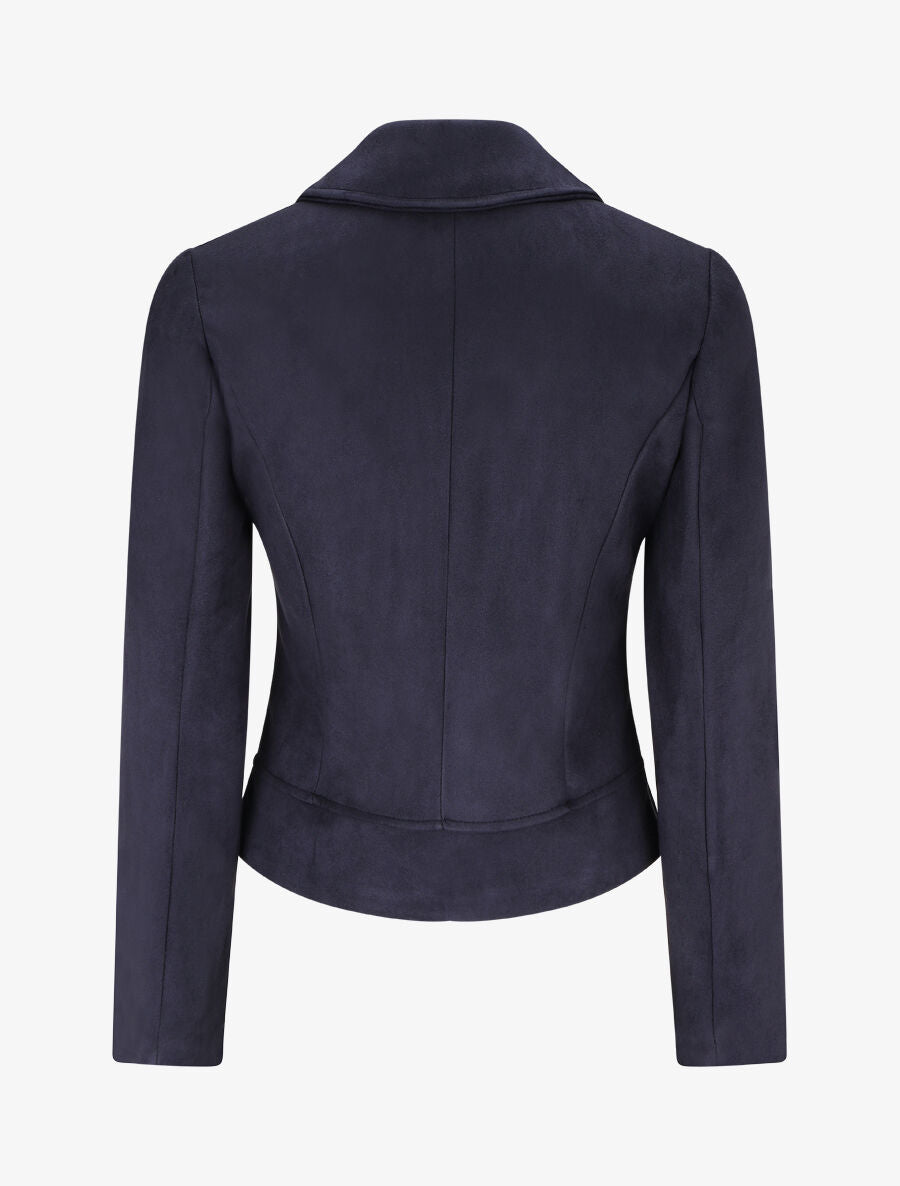 Veste en suédine à zips décoratifs - Marine - 2
