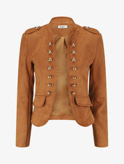 Veste en suédine à boutons décoratifs - Camel - 1