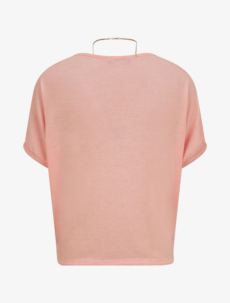 Top en maille fine coupe loose - Rose - 2