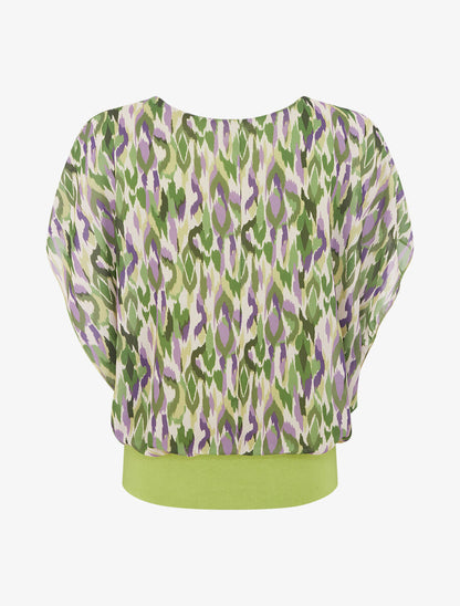 Blouse en voile à manches volantées - Vert olive - 2