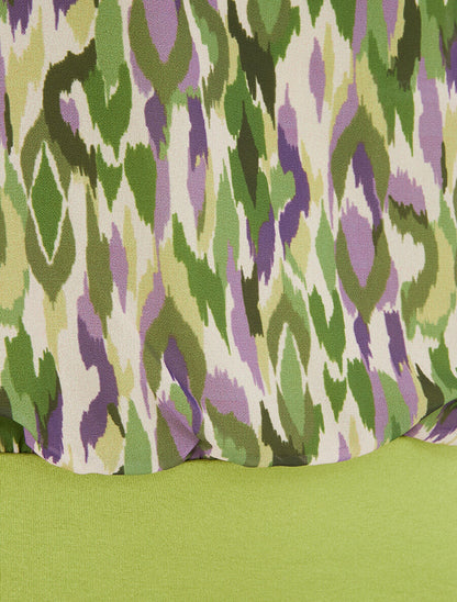 Blouse en voile à manches volantées - Vert olive - 3