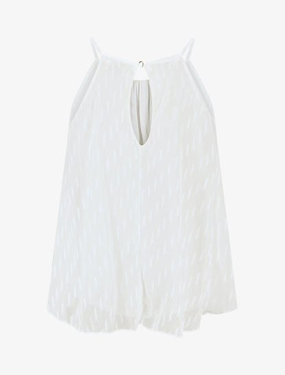 Top évasé texturé sans manches - Blanc - 2