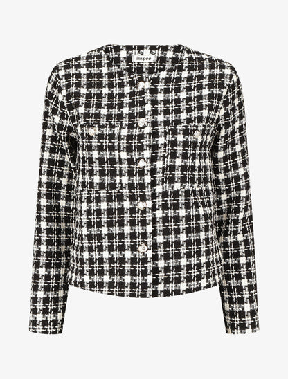 Veste en tweed boutonnée - Noir - 1