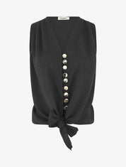 Top à fermeture boutonnée et liens à nouer - Noir - 1