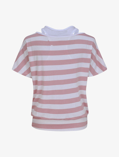 Top marinière coupe boule à débardeur intégré - Rose - 2