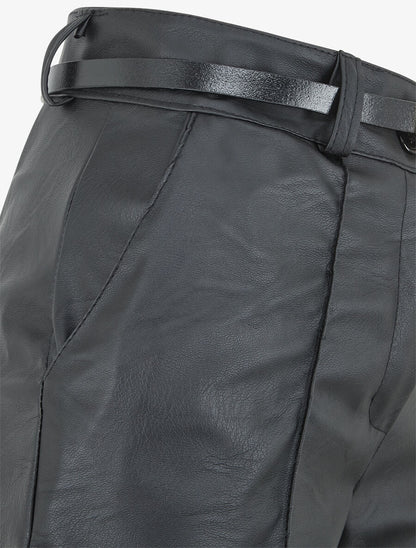 Short en simili à revers - Noir - 3