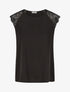 Top satiné à dentelle - Noir - 4
