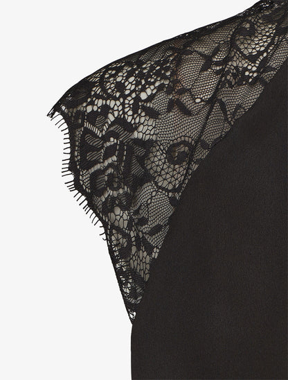 Top satiné à dentelle - Noir - 3