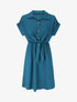 Robe unie à noeud et manches courtes - Bleu canard - 1