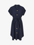 Robe chemise unie ceinturée - Marine - 4