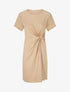Robe mi-longue à noeud - Beige - 1