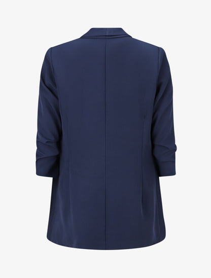 Blazer uni à manches froncées - Marine - 2