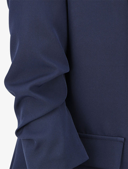 Blazer uni à manches froncées - Marine - 3