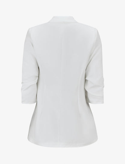 Blazer uni à manches froncées - Blanc - 2