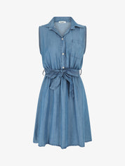 Robe mi-longue fluide sans manches - Bleu clair - 1