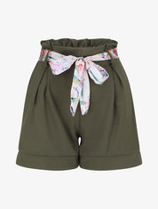 Short élastiqué uni - Kaki - 4