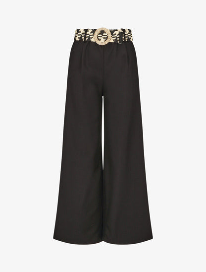 Pantalon ample taille haute élastiquée - Noir - 5