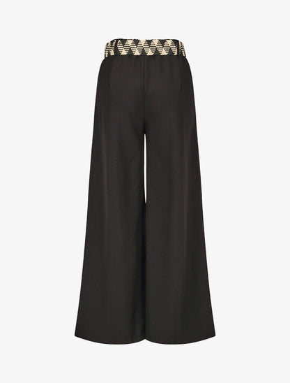 Pantalon ample taille haute élastiquée - Noir - 2