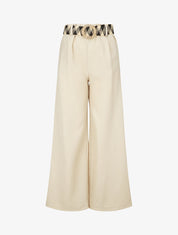 Pantalon ample taille haute élastiquée - Beige - 4