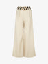 Pantalon ample taille haute élastiquée - Beige - 4