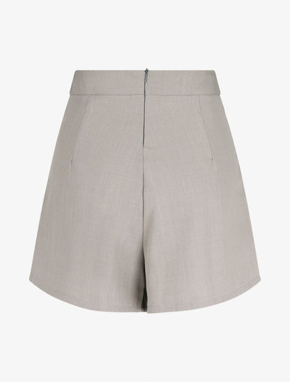 Short évasé taille haute à poches - Gris clair - 2