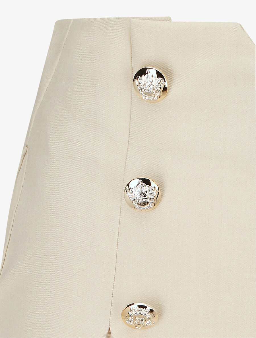 Short droit taille haute à boutons - Beige - 3