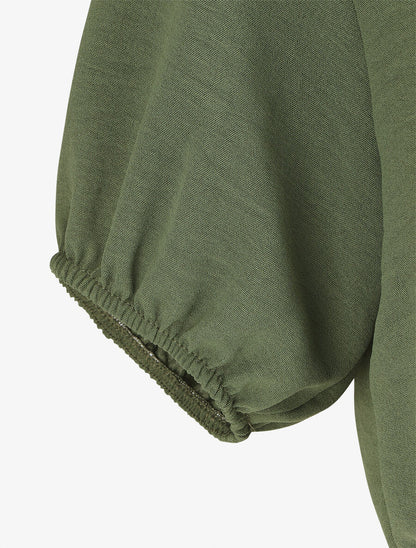 Combishort évasé manches courtes unie - Kaki - 3