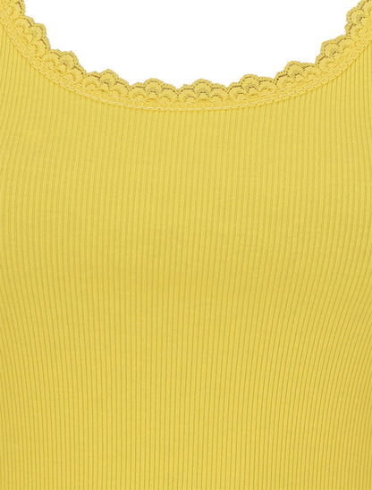 Débardeur côtelé à dentelle - Jaune - 3