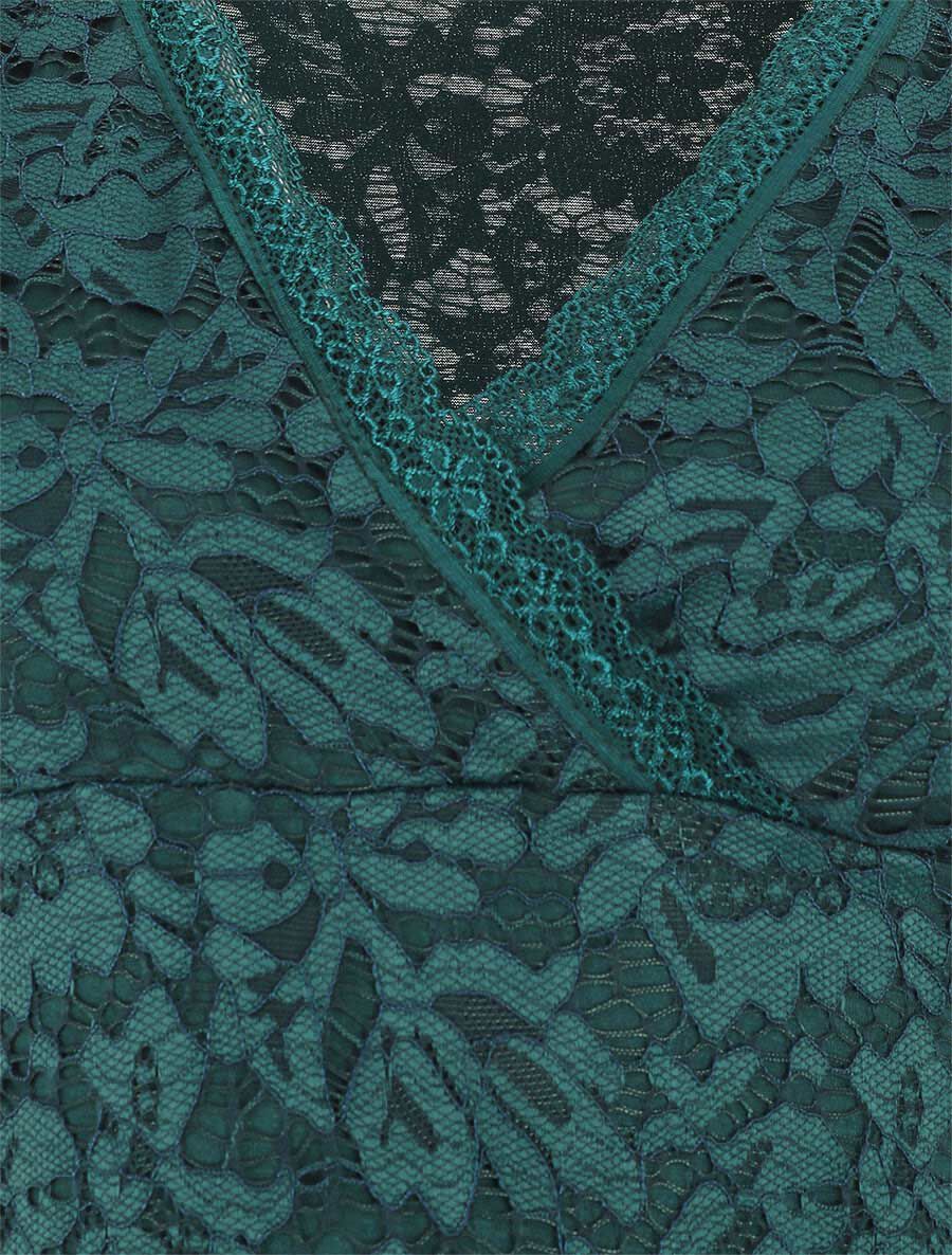 Body manches courtes en dentelle - Vert sapin - 3