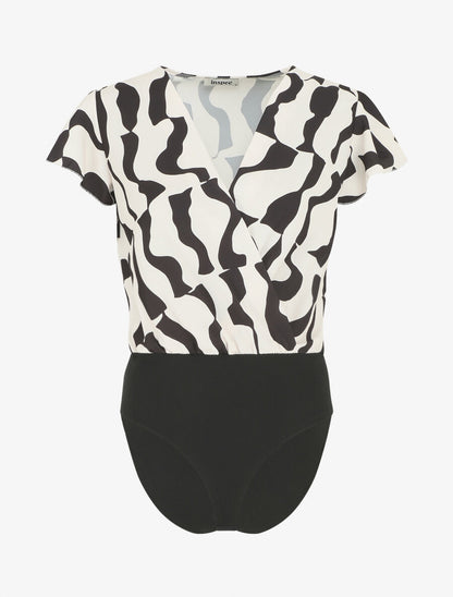 Body manches courtes imprimé graphique - Beige - 1