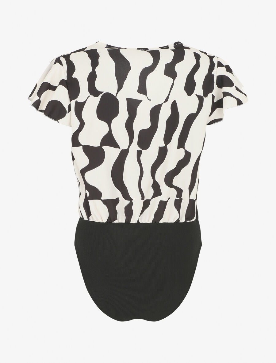 Body manches courtes imprimé graphique - Beige - 2