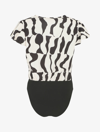 Body manches courtes imprimé graphique - Beige - 2