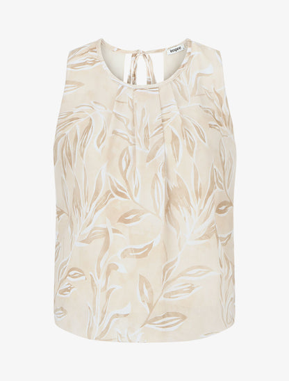 Top boule à imprimé feuilles - Beige - 4