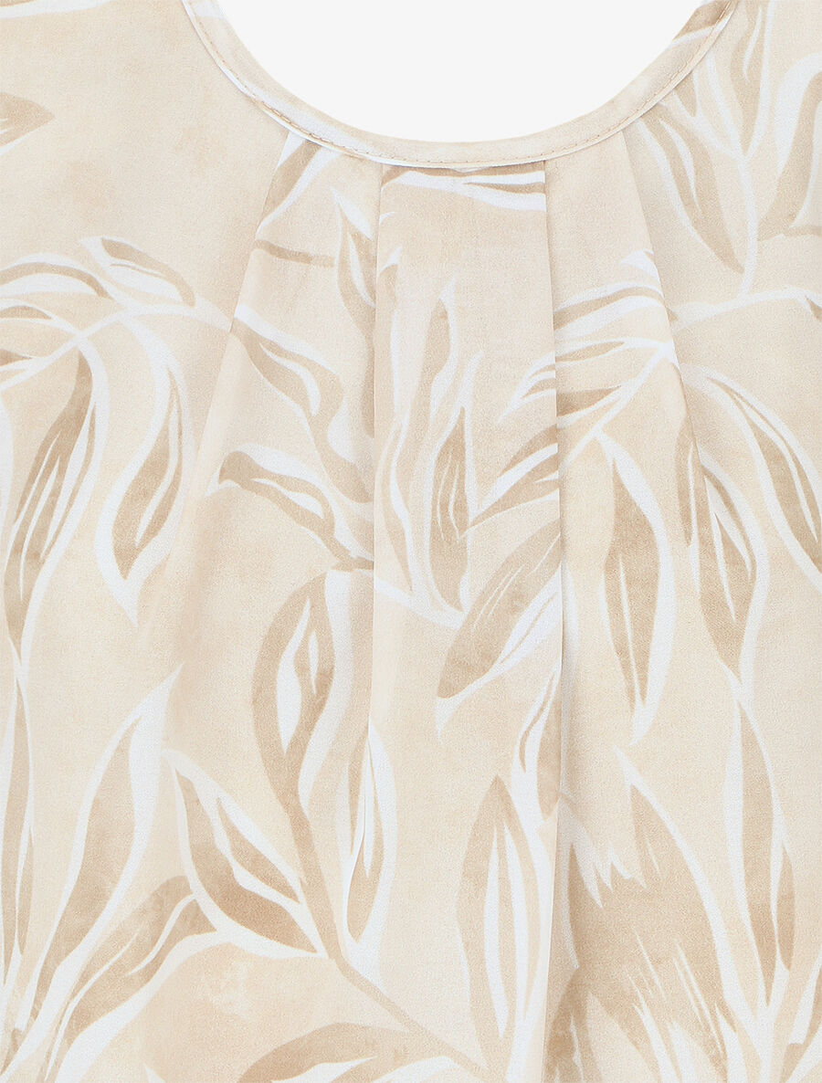 Top boule à imprimé feuilles - Beige - 3