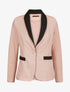 Blazer slim à col et poches contrastants - Rose pâle - 1