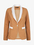 Blazer slim à col et poches contrastants - Camel - 1