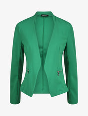 Veste droite unie à poches zippées - Vert - 4