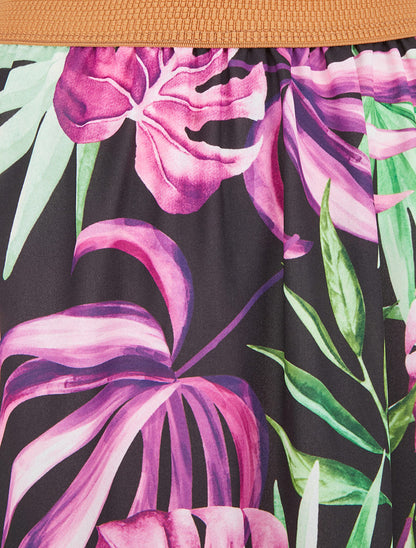 Jupe longue à imprimé tropical - Noir - 3