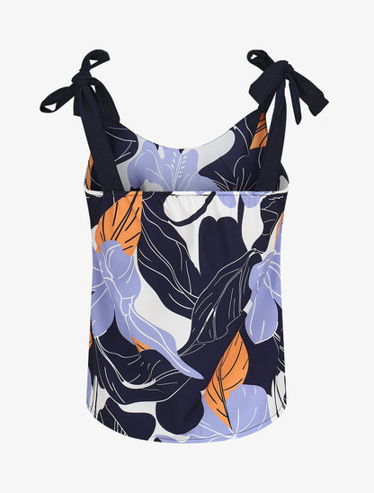 Top feuillage à nouer aux épaules - Marine - 2