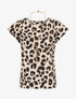 Top manches courtes dos torsadé imprimé léopard - Beige - 1